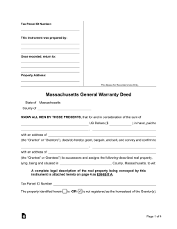 Massachusetts General Warranty Deed Form