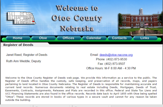 otoe county register of deeds page
