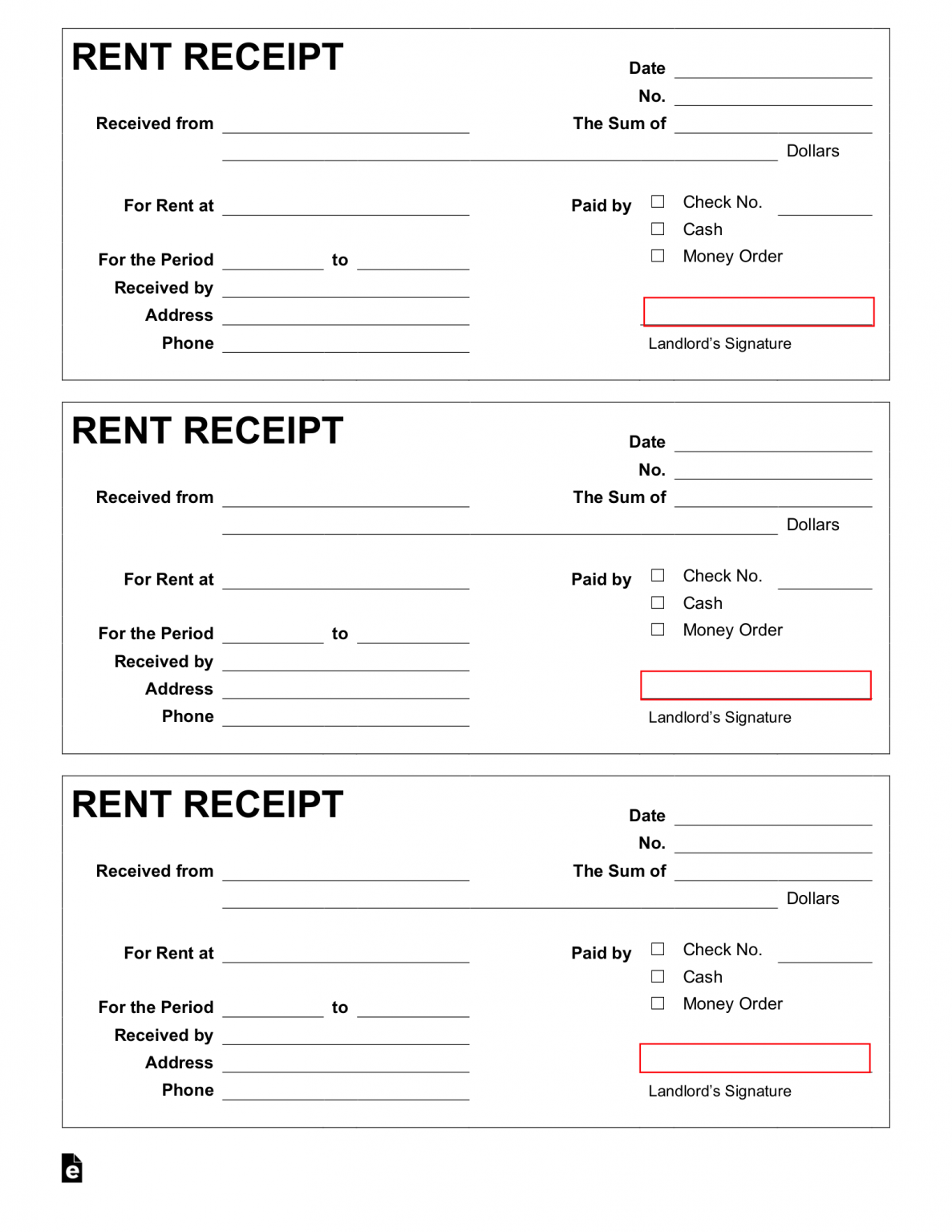 Free Rent Receipt PDF Word EForms