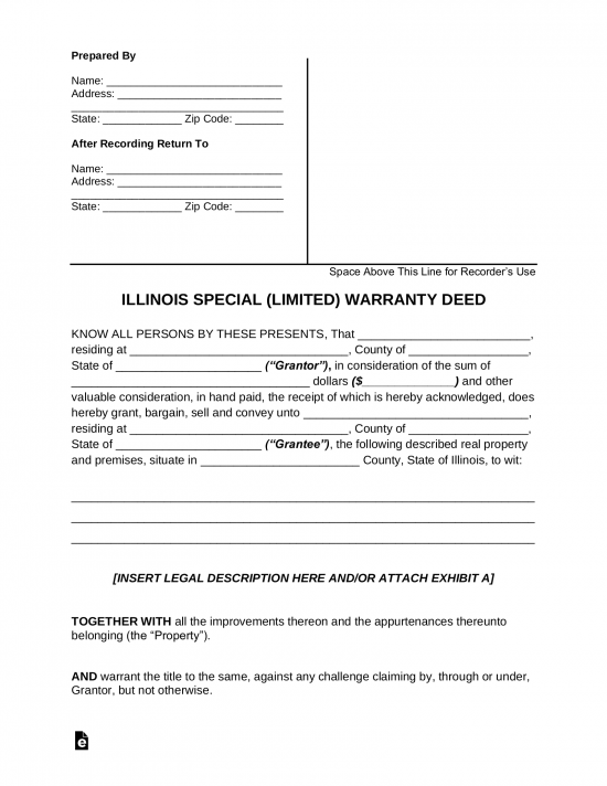 Illinois Special Warranty Deed