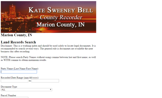 county recorder land recorders search page