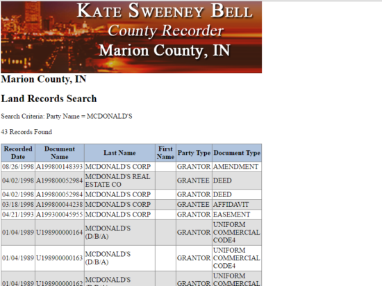 county recorder land recorders search results