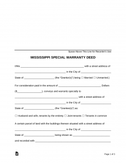 Mississippi Special Warranty Deed Form
