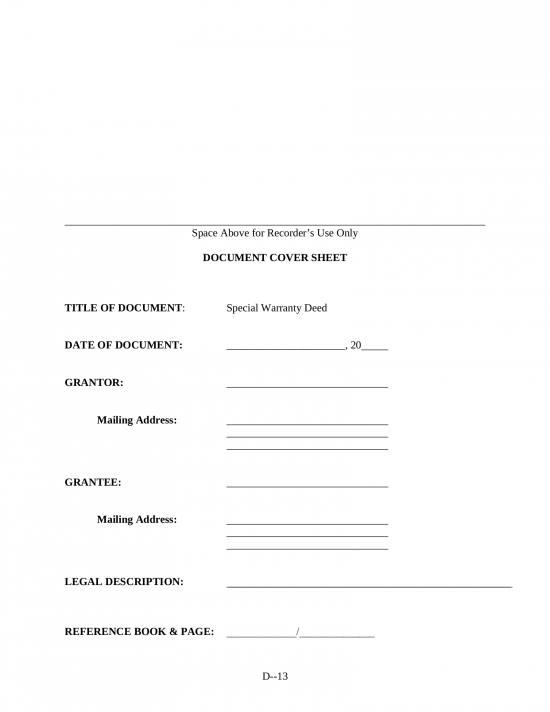 Free Missouri Special Warranty Deed Form PDF eForms