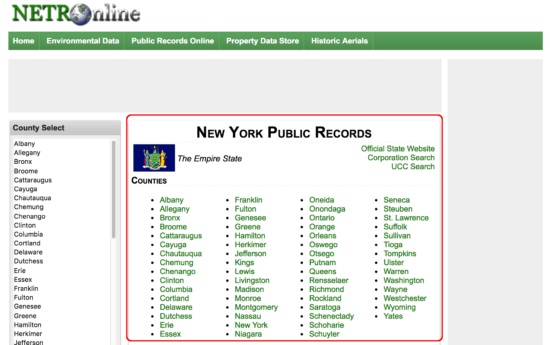 new york public records counties list page