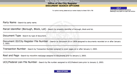 new york city document search options