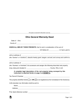 Ohio General Warranty Deed Form