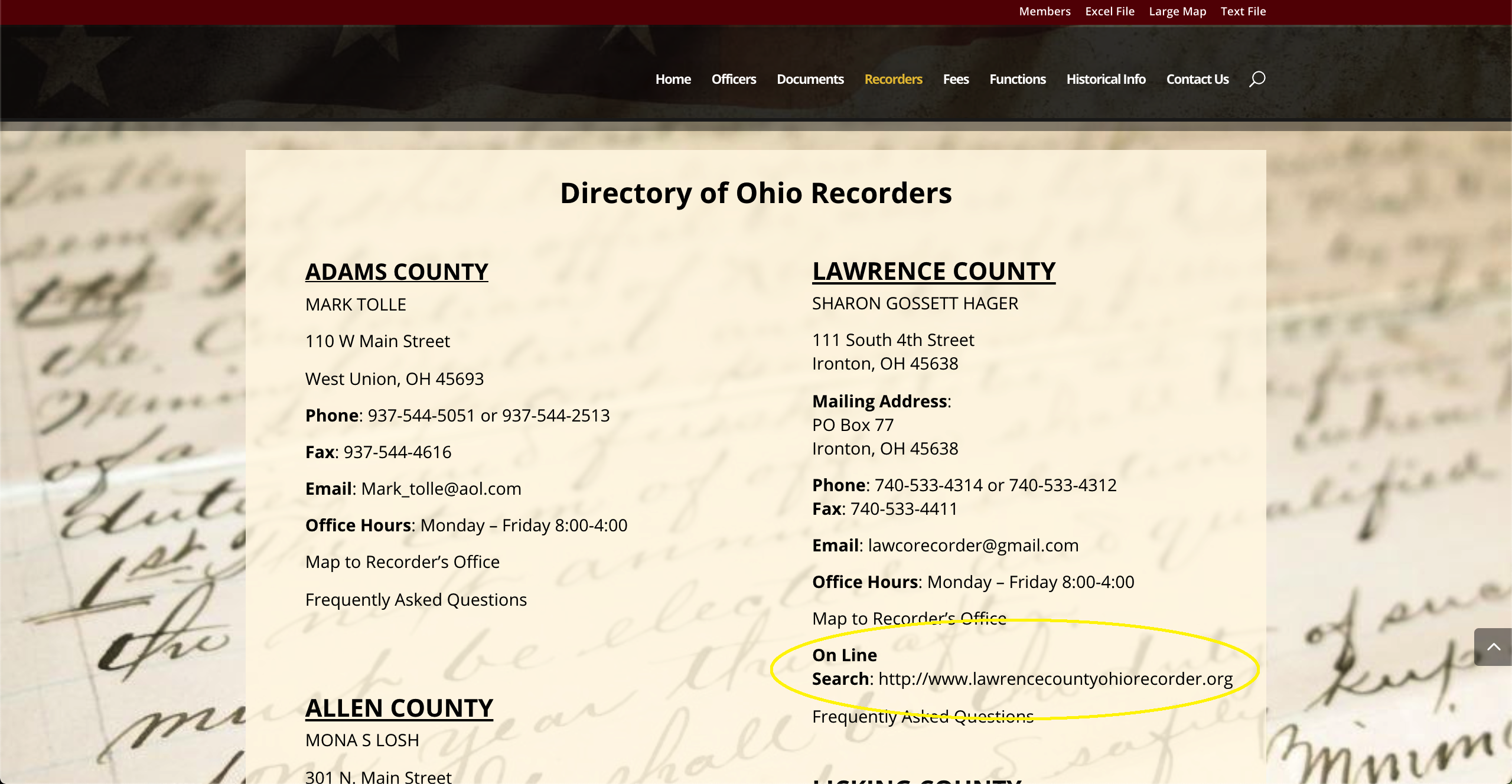 directory of ohio county recorders link