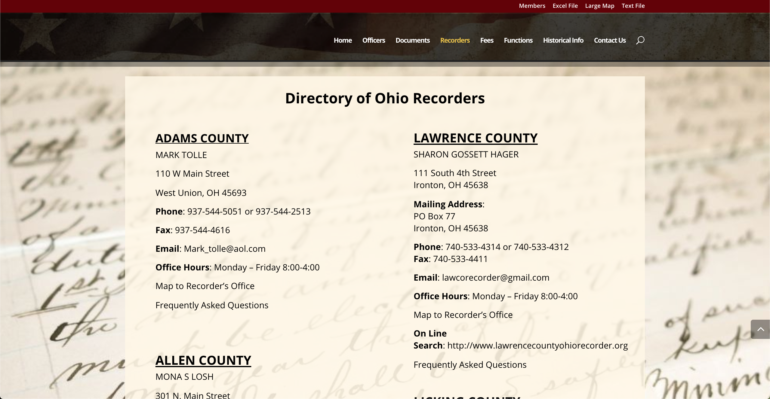 directory of ohio county recorders