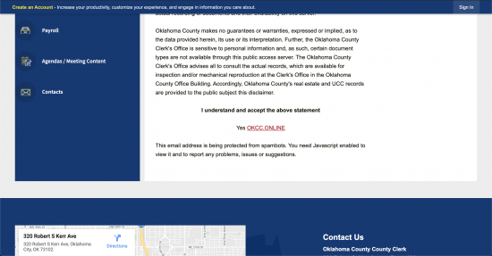 oklahoma county clerk online record search terms and conditions
