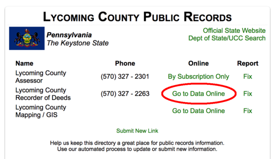 lyncoming county recorder of deeds online link