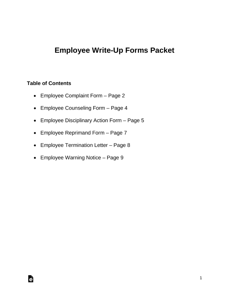 email reprimand sample Free Write eForms Forms  Up Forms Employee Fillable  â€“