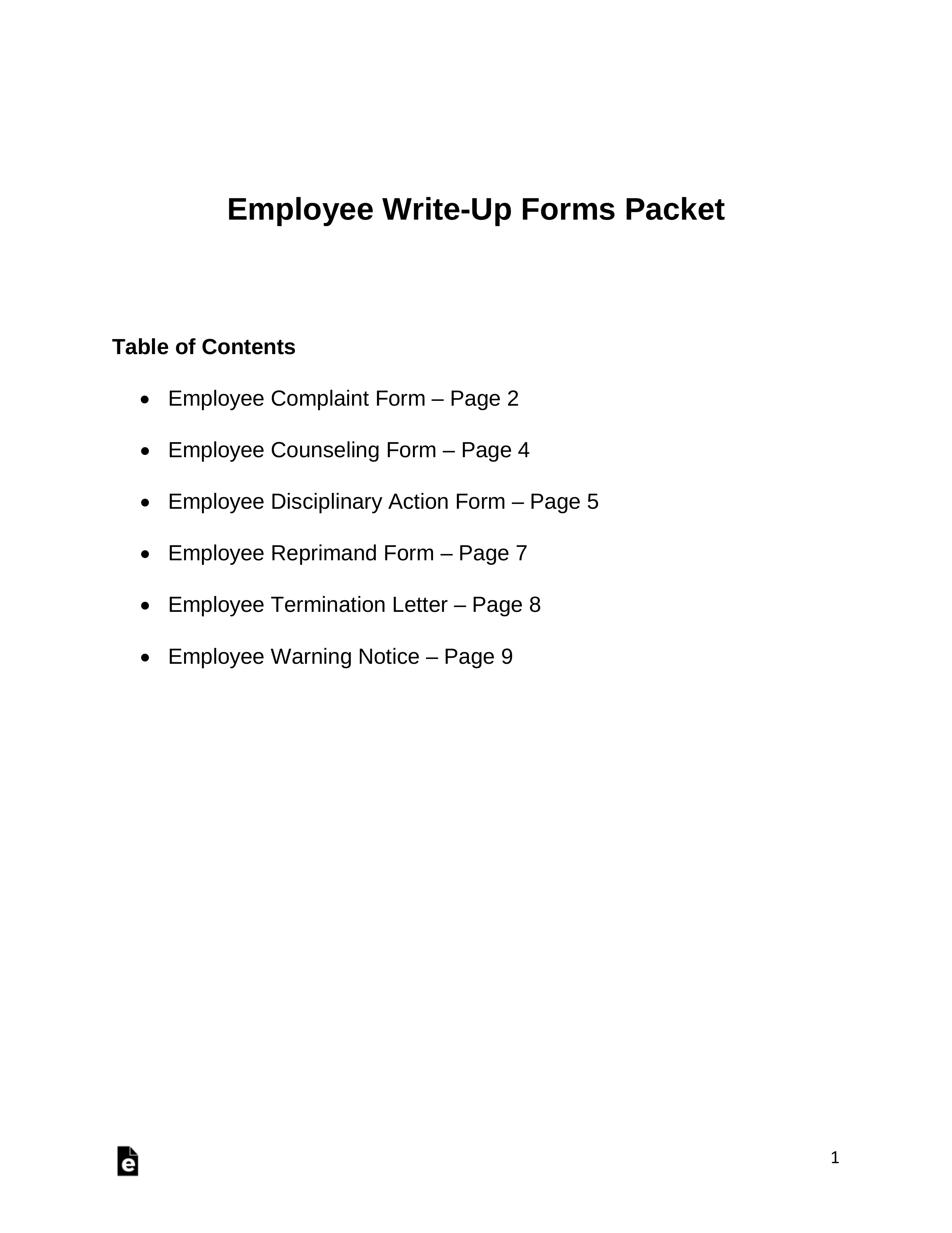 Employee Write-Up Forms