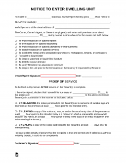 Landlord Notice to Enter Form