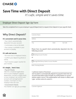 Chase Bank Direct Deposit Form