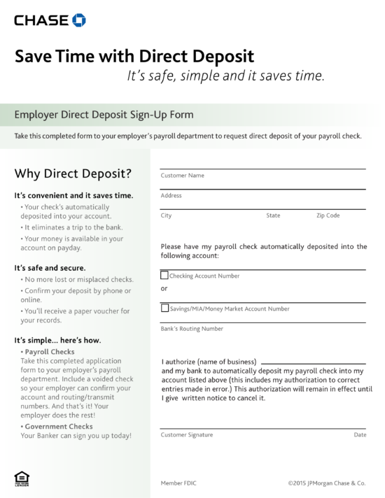 chime bank direct deposit form