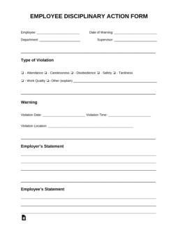 Employee Disciplinary Action (Discipline) Form