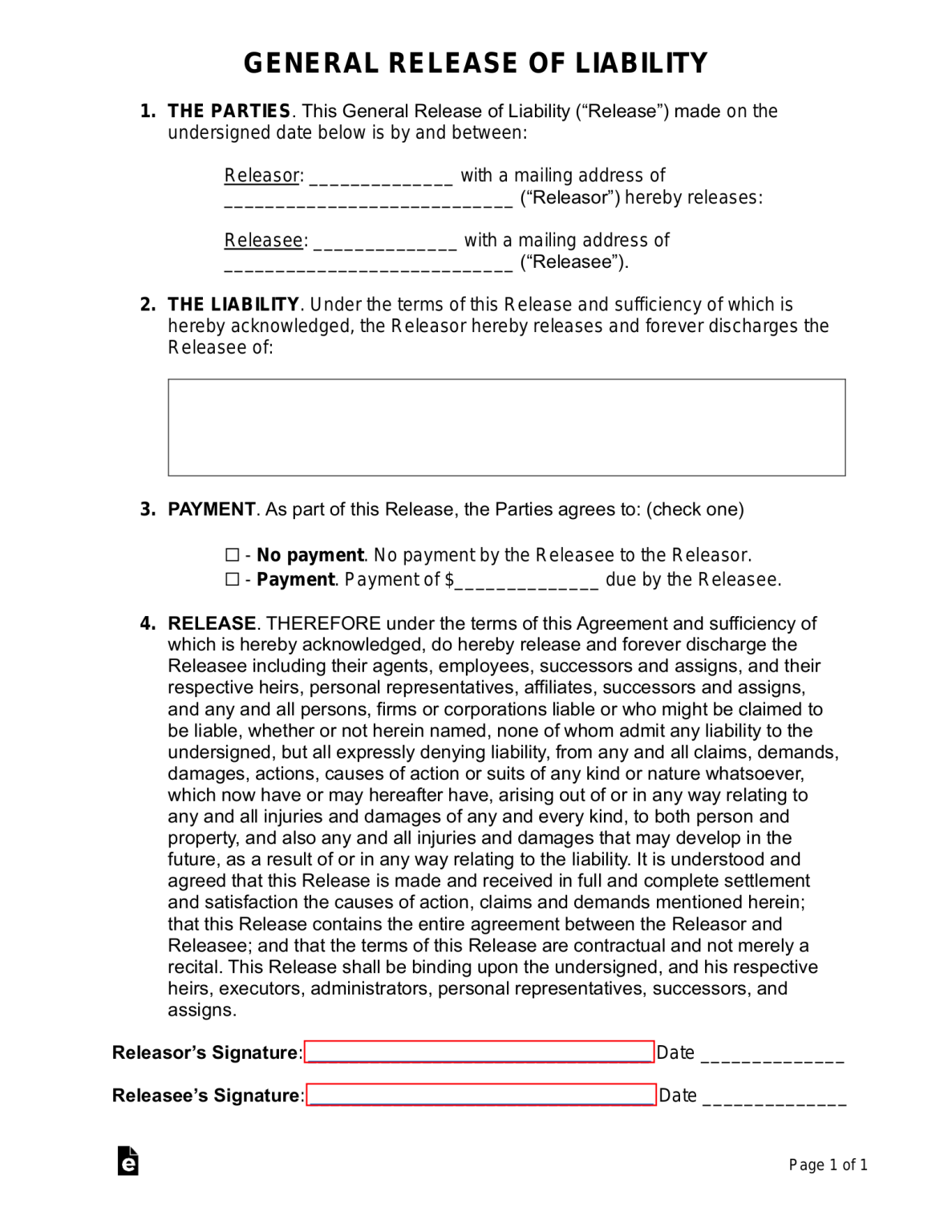 Free Release of Liability (Waiver) Forms (14) PDF Word eForms