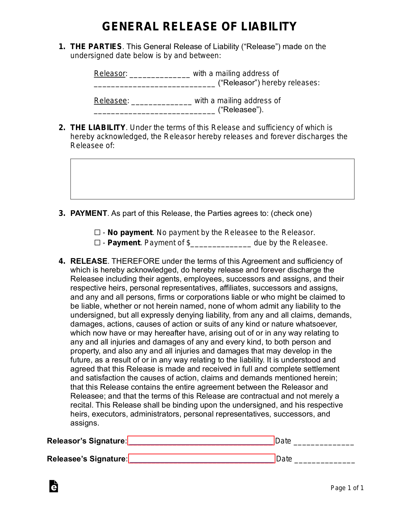 Free Release of Liability (Waiver) Forms (12) - PDF