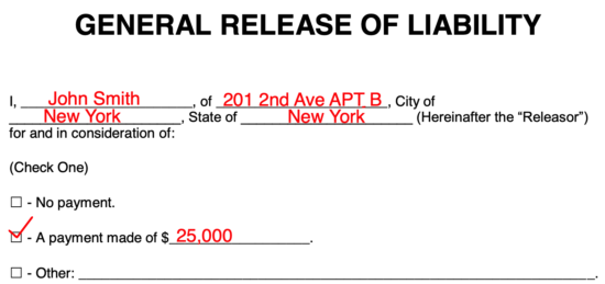 Payment Release Form Template Database