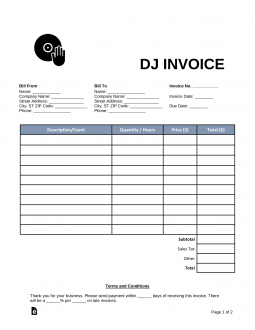DJ (Disc Jockey) Invoice Template
