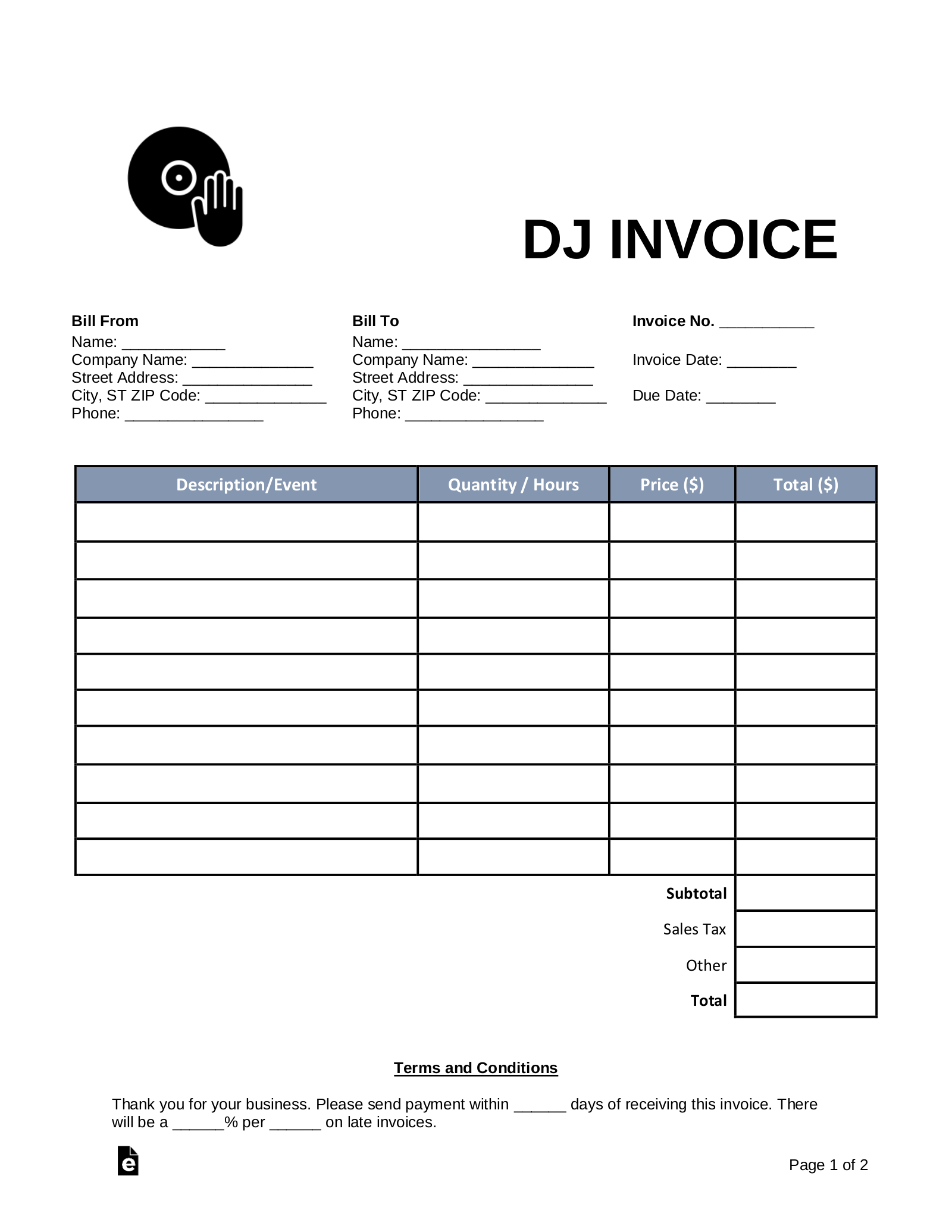 free invoice template pdf