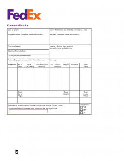 commercial invoice template for fedex