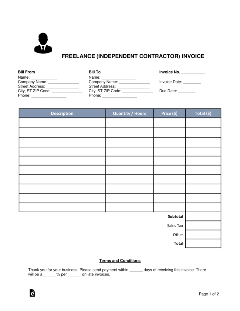 independent contractor invoice sample