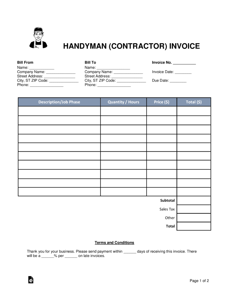 Handyman Invoice Template