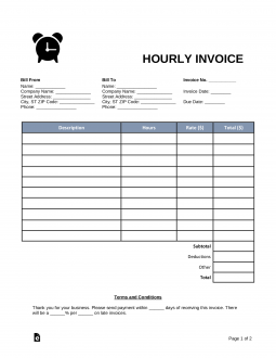 free hourly invoice template word pdf eforms