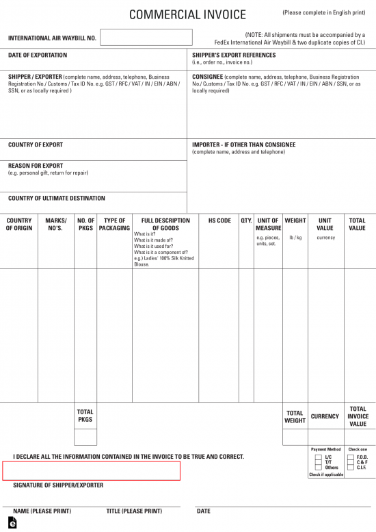free commercial invoice template