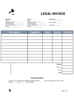 Lawyer/Attorney Legal Invoice Template