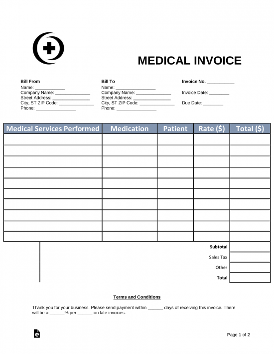 Free Medical Bill Receipt Template - PDF | Word – eForms