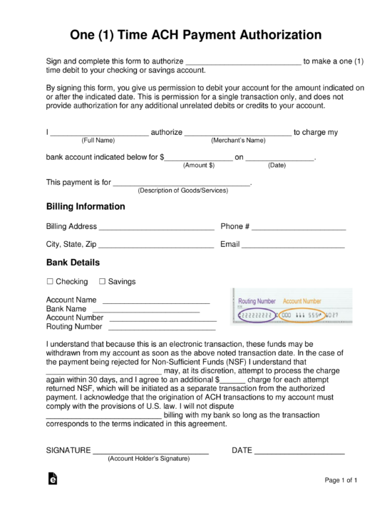 Free Credit Card (ACH) Authorization Forms (4) | Sample - PDF | Word