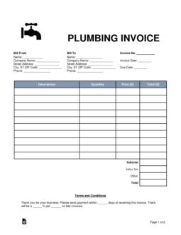 plumber invoice template word
 Free Plumbing Invoice Template - Word | PDF | eForms – Free Fillable ...