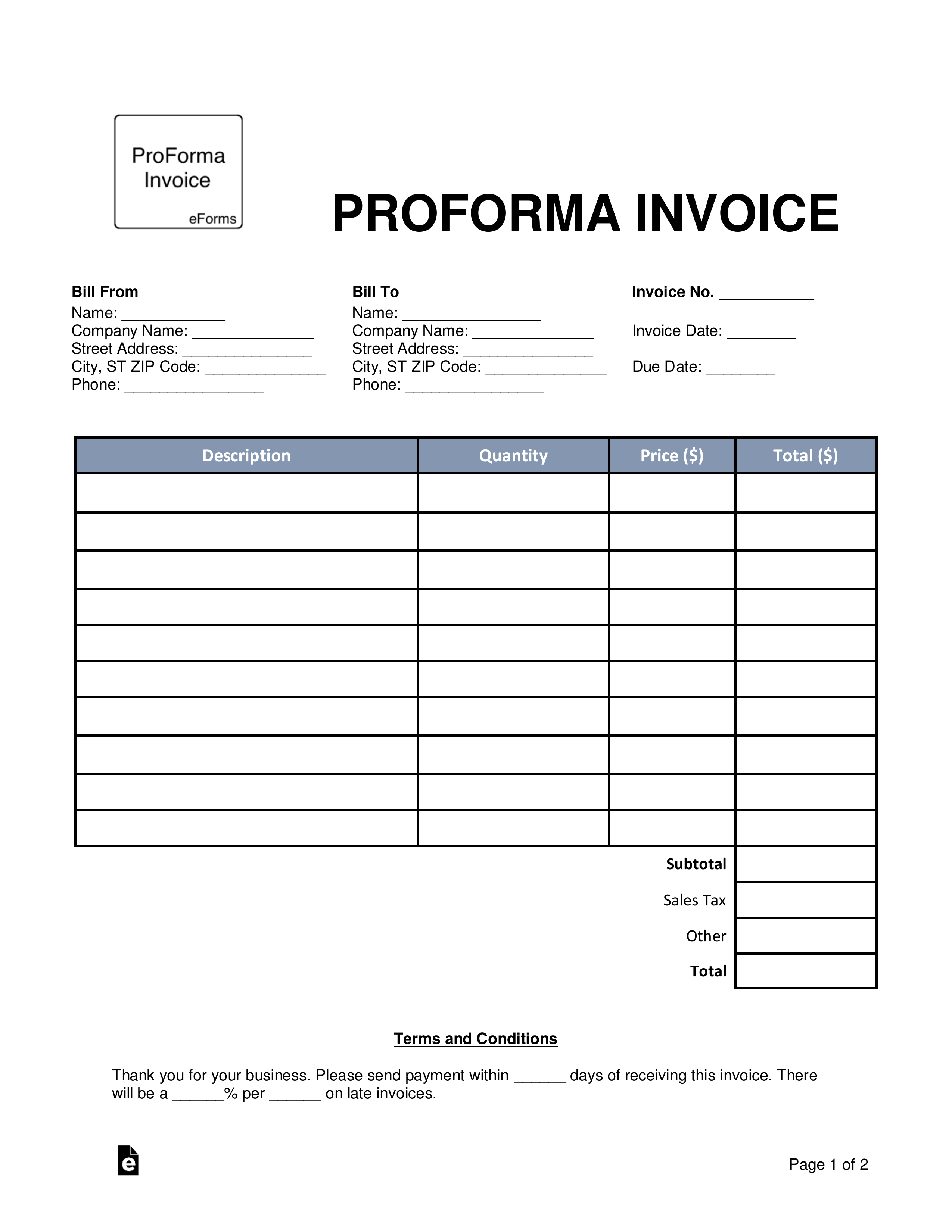 free sample invoice in word