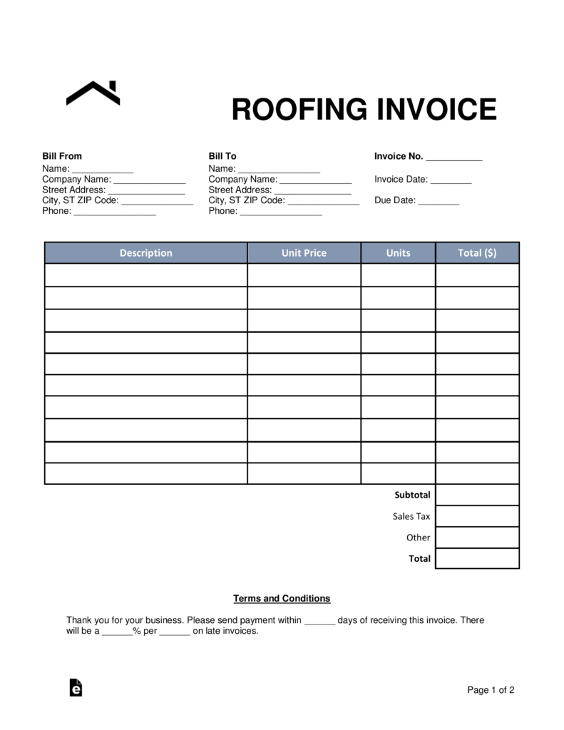 roofing invoice Top Seven Trends In Roofing Invoice To