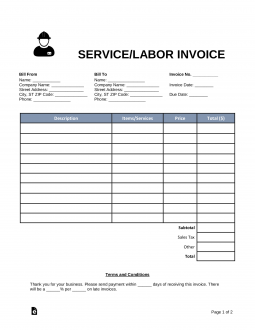 Service/Labor Invoice Template