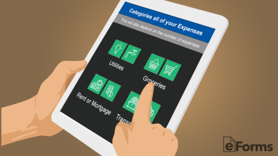 person using app on tablet to document expenses