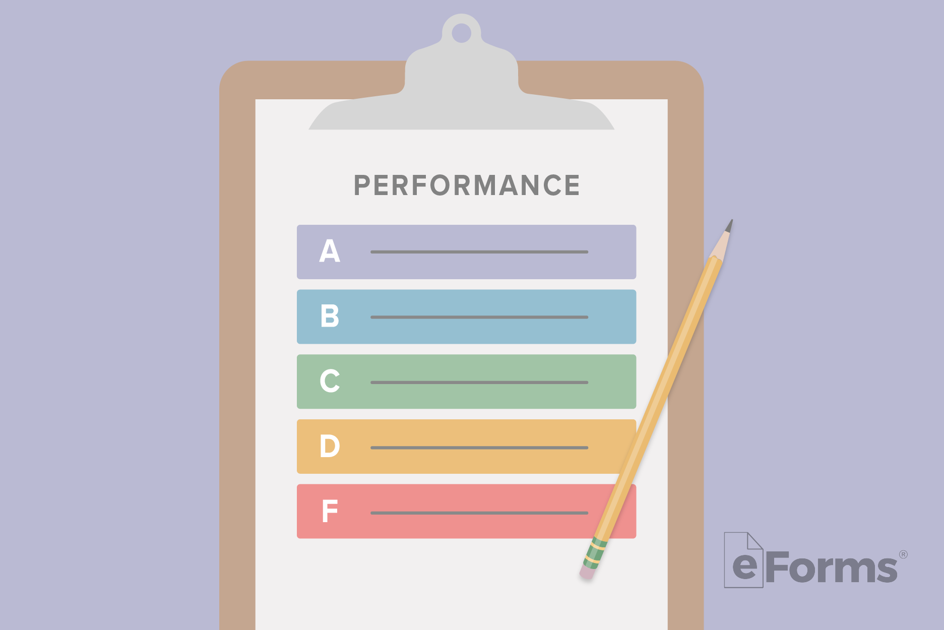 Clipboard with performance grades.