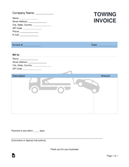 Towing Company Invoice Template