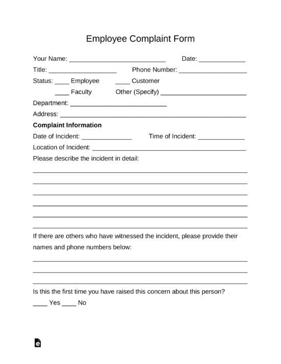 employee write up form samples