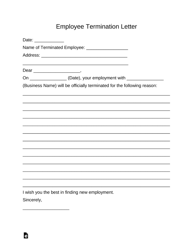 Free Employee Termination Letter Template Word PDF EForms