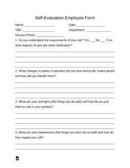 Self-Evaluation Employee Form