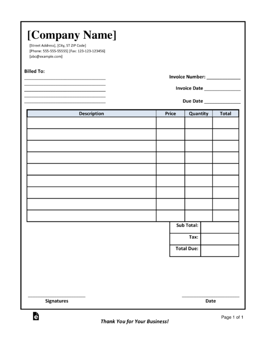 free vendor invoice template word pdf eforms