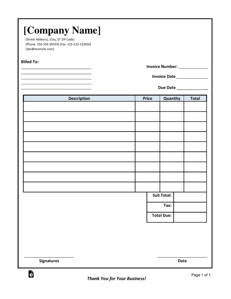 invoice form supplier Word  Free â€“ Template  eForms    PDF Free Vendor Invoice