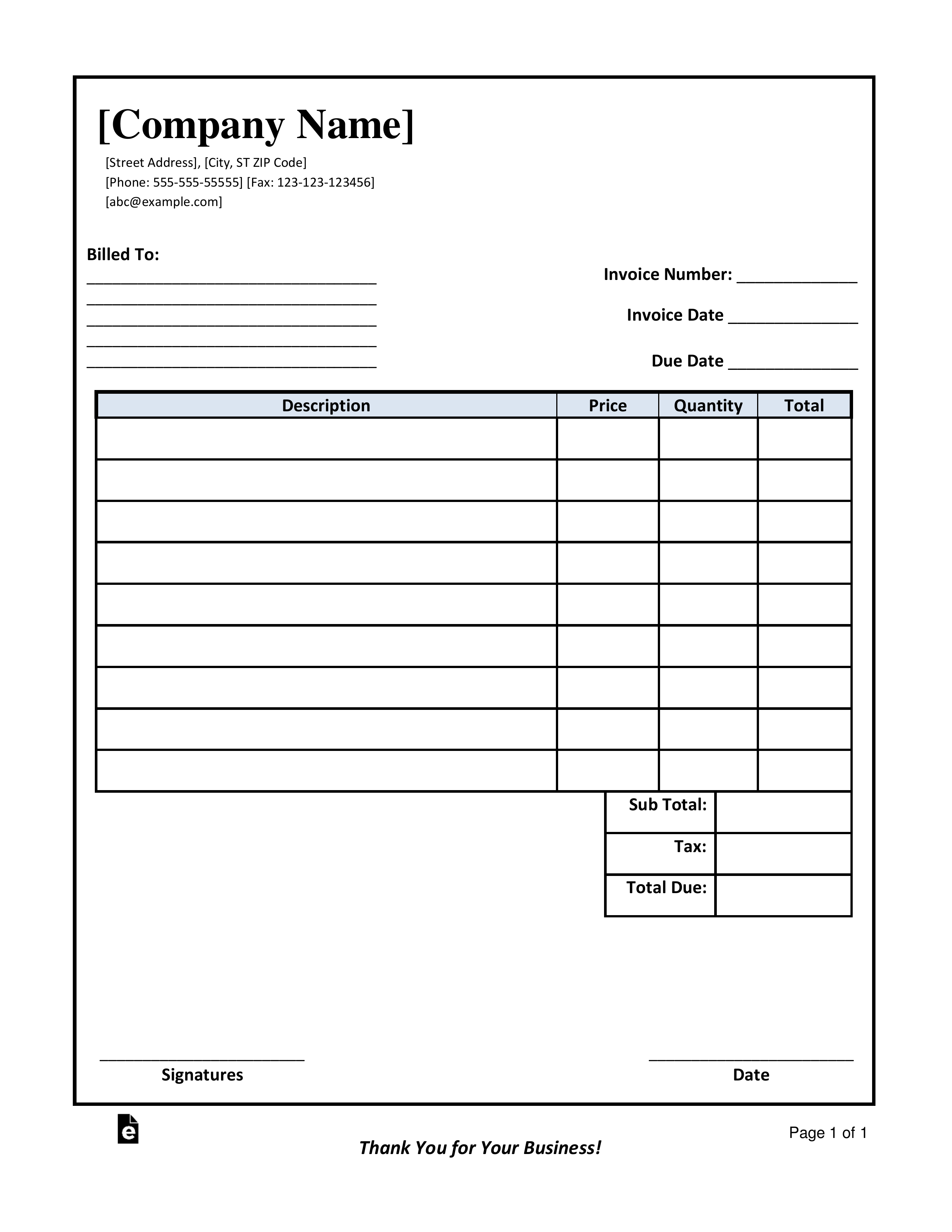 Free Vendor Invoice Template Word PDF eForms