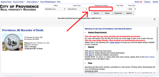 city of providence real property records page