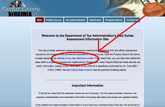 fairfax county real estate assessment information site