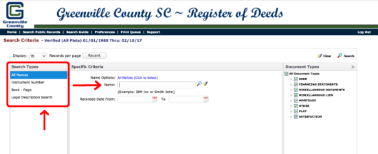greenville county register of deeds search page